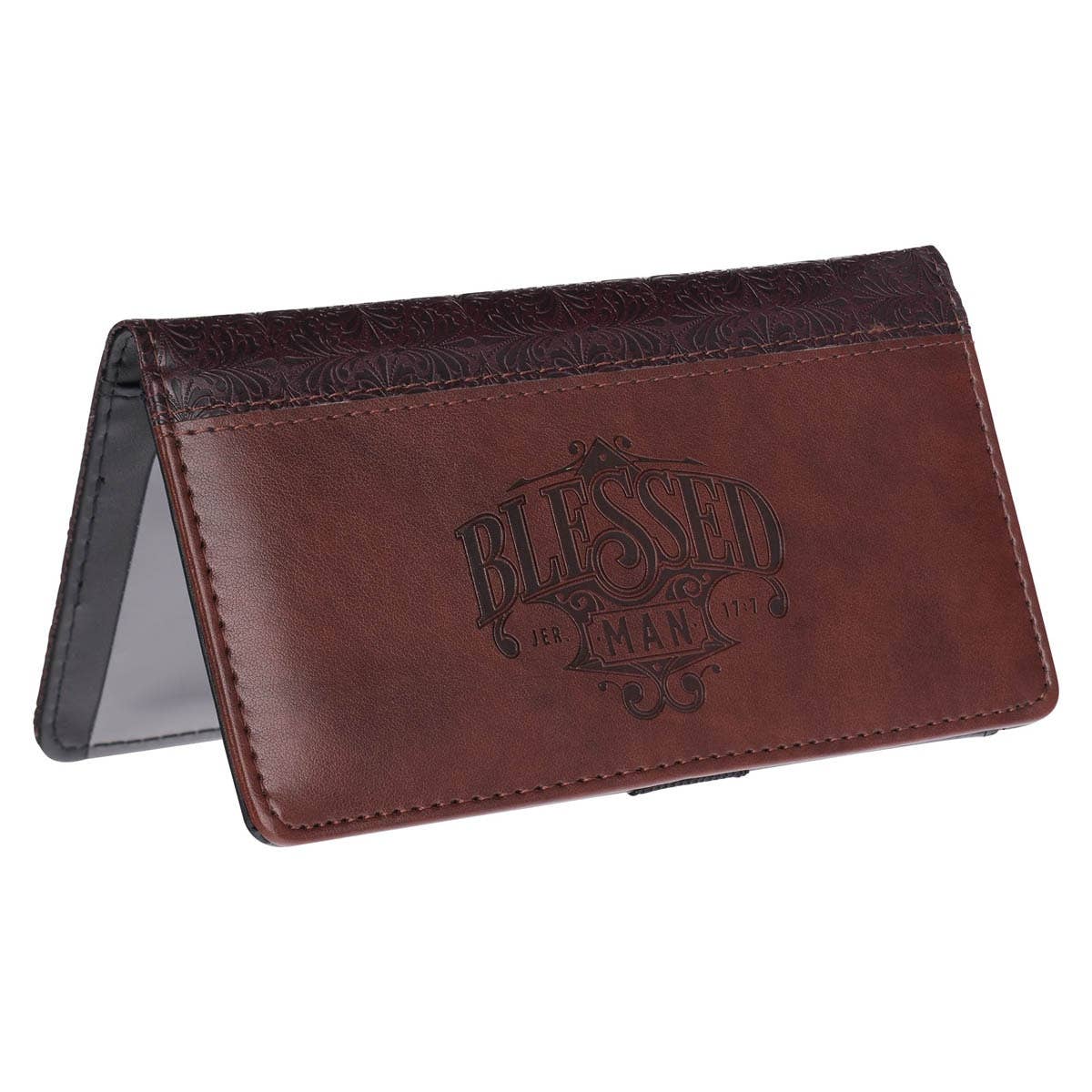 Checkbook Wallet Brown Two-tone Blessed Man Jer. 17:7