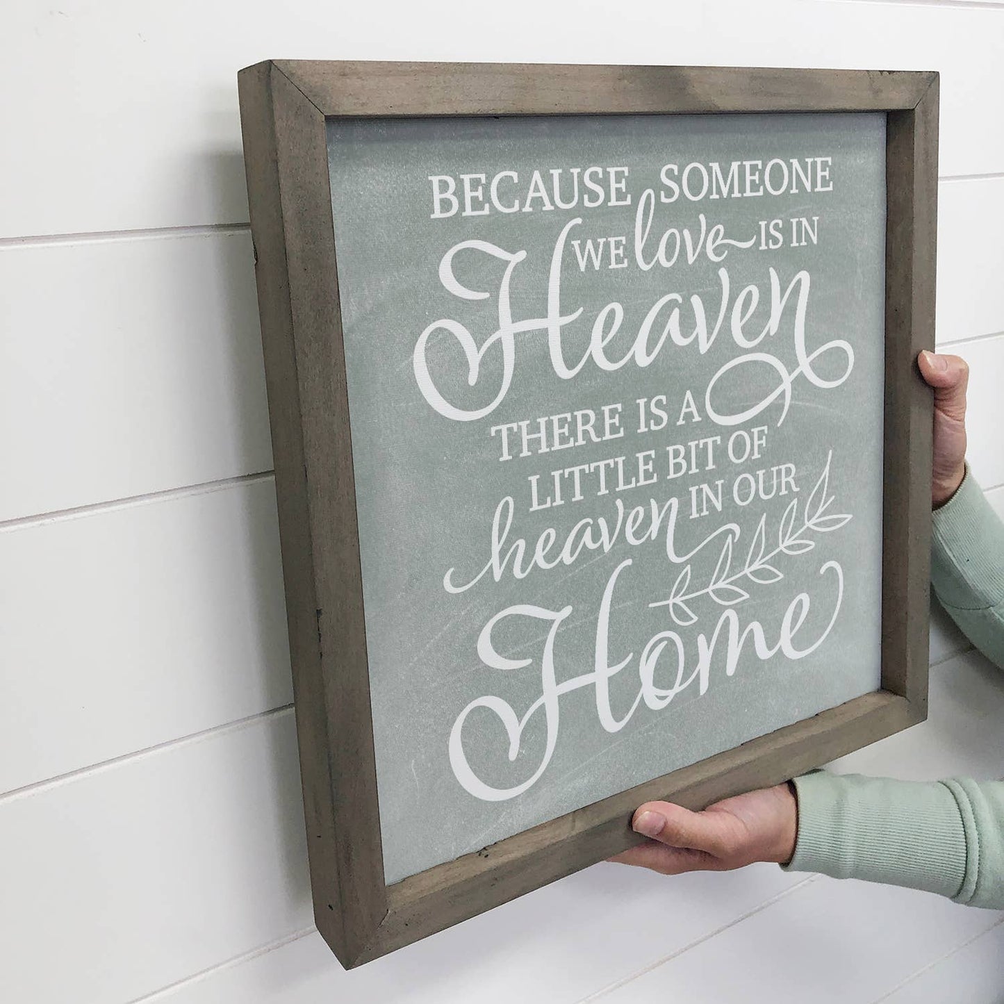 Heaven in our Home Family Canvas Sign with Wooden Frame: 6x6" Mini Canvas Art with Wood Box Frame