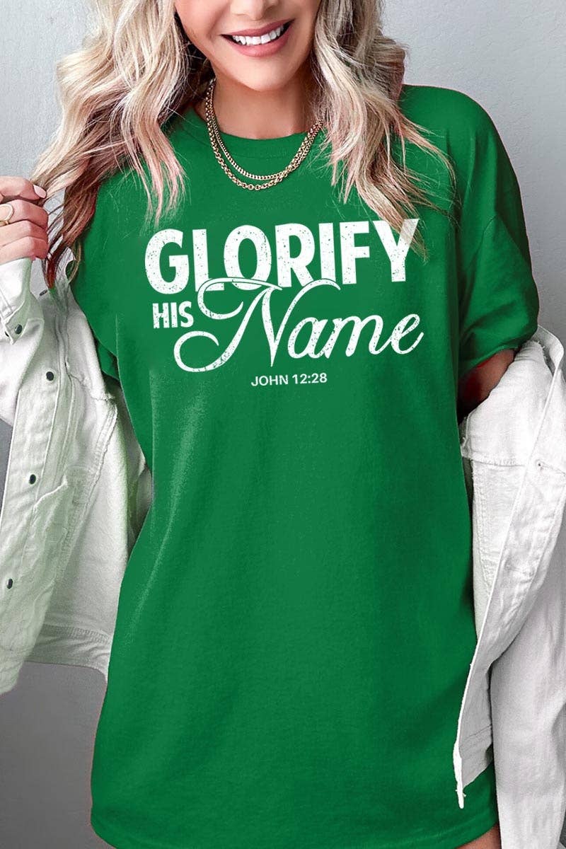 Glorify His Name Graphic Heavy Cotton Tee: NAVY / XL