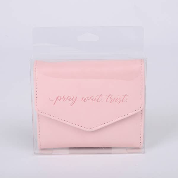 Wallet PU Leather Women's Pray Wait Trust Pink