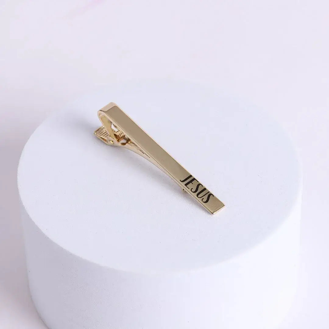 Gold Tie Bar "Jesus "