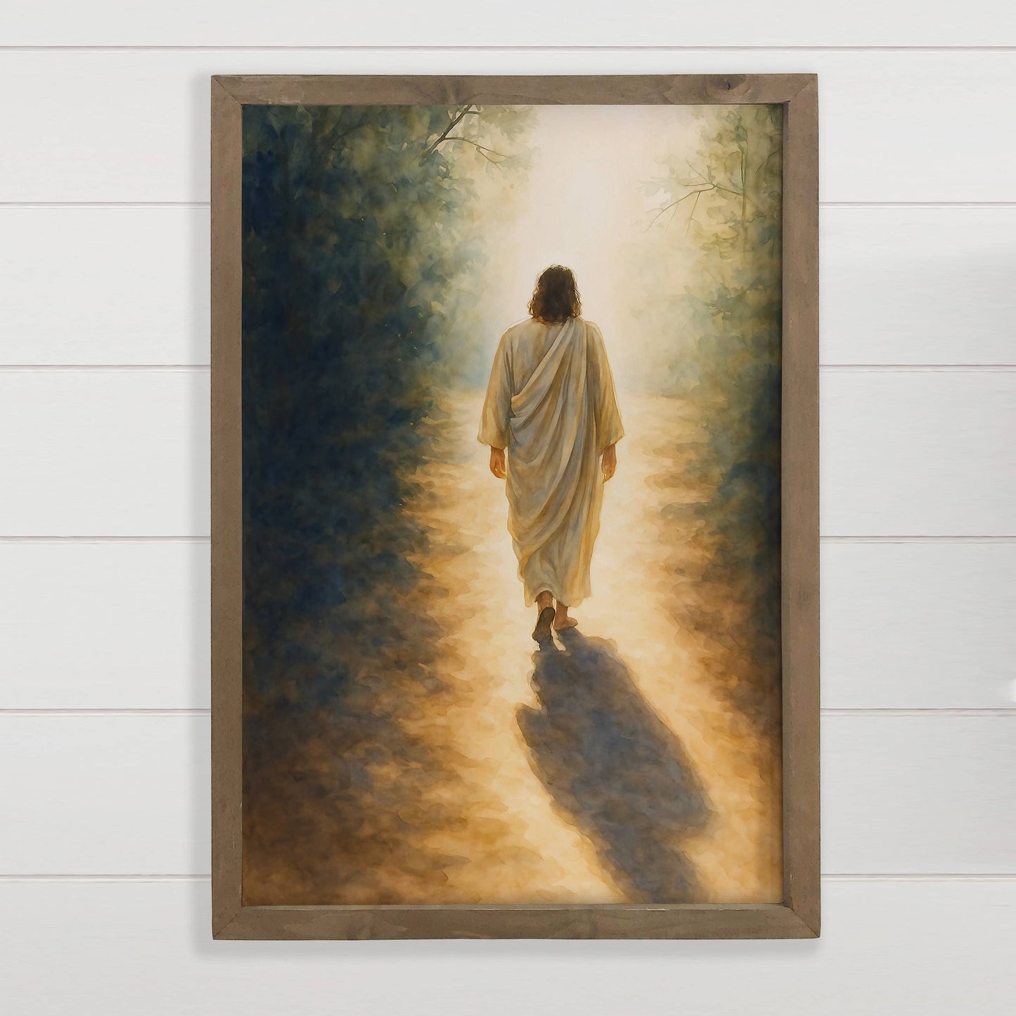 Jesus Christ Path - Jesus Canvas Art - Wood Framed Wall Art: 6x10" Mini Canvas Art with Wood Box Frame