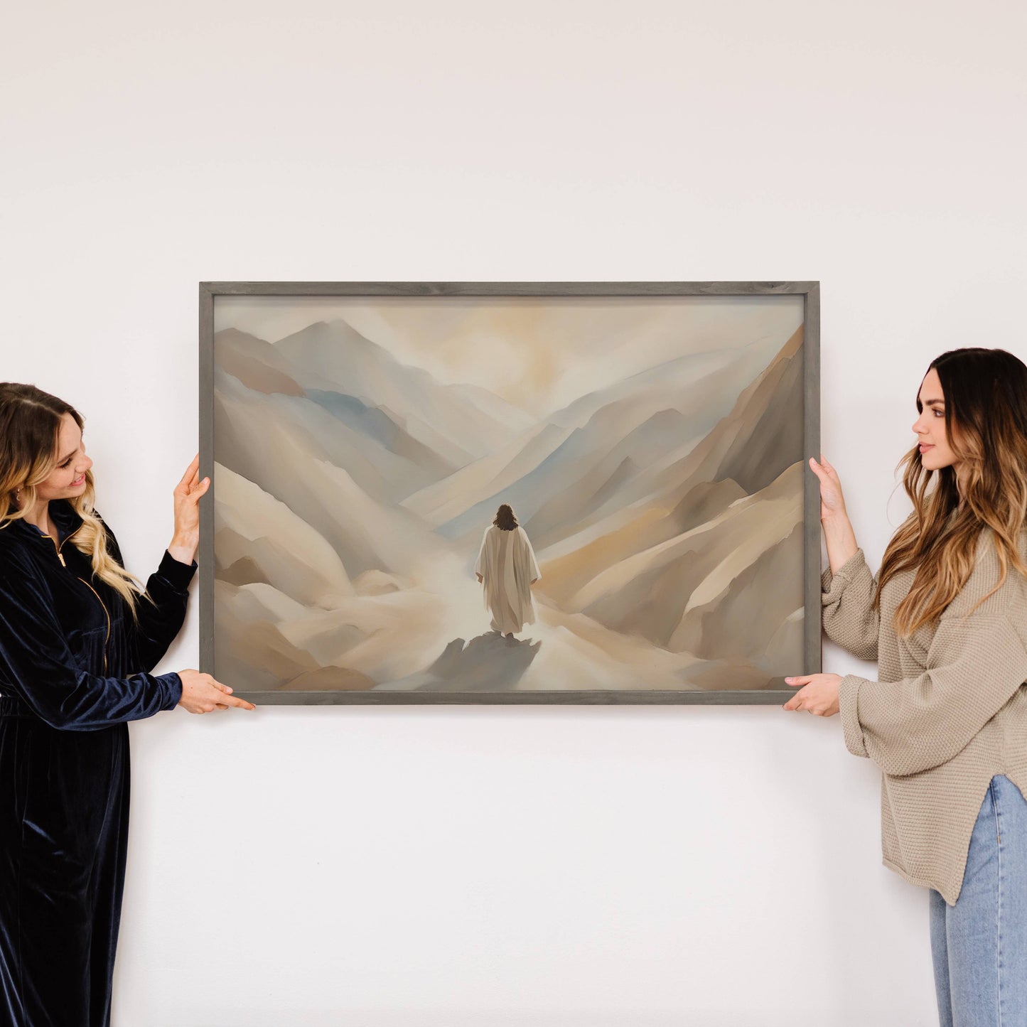 Jesus Christ in the Mountain Valley - Jesus Canvas Art  : 6x10" Mini Canvas Art with Wood Box Frame