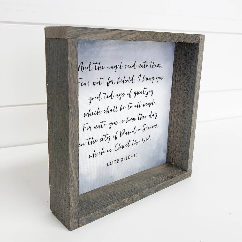 Christmas Religious Jesus Christ Art - Nativity Luke 2:10: 6x6" Mini Canvas Art with Wood Box Frame