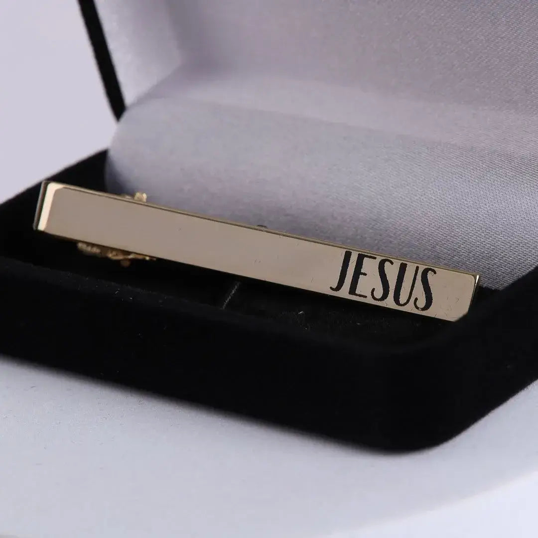 Gold Tie Bar "Jesus "