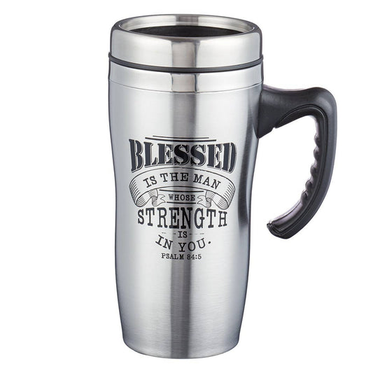 Mug SS Travel Silver Blessed Man Ps. 84:5