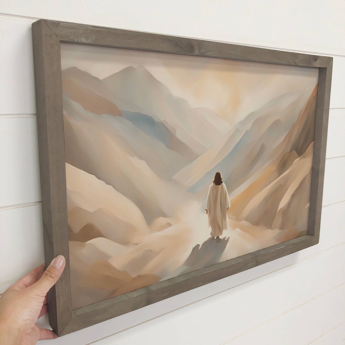Jesus Christ in the Mountain Valley - Jesus Canvas Art  : 6x10" Mini Canvas Art with Wood Box Frame
