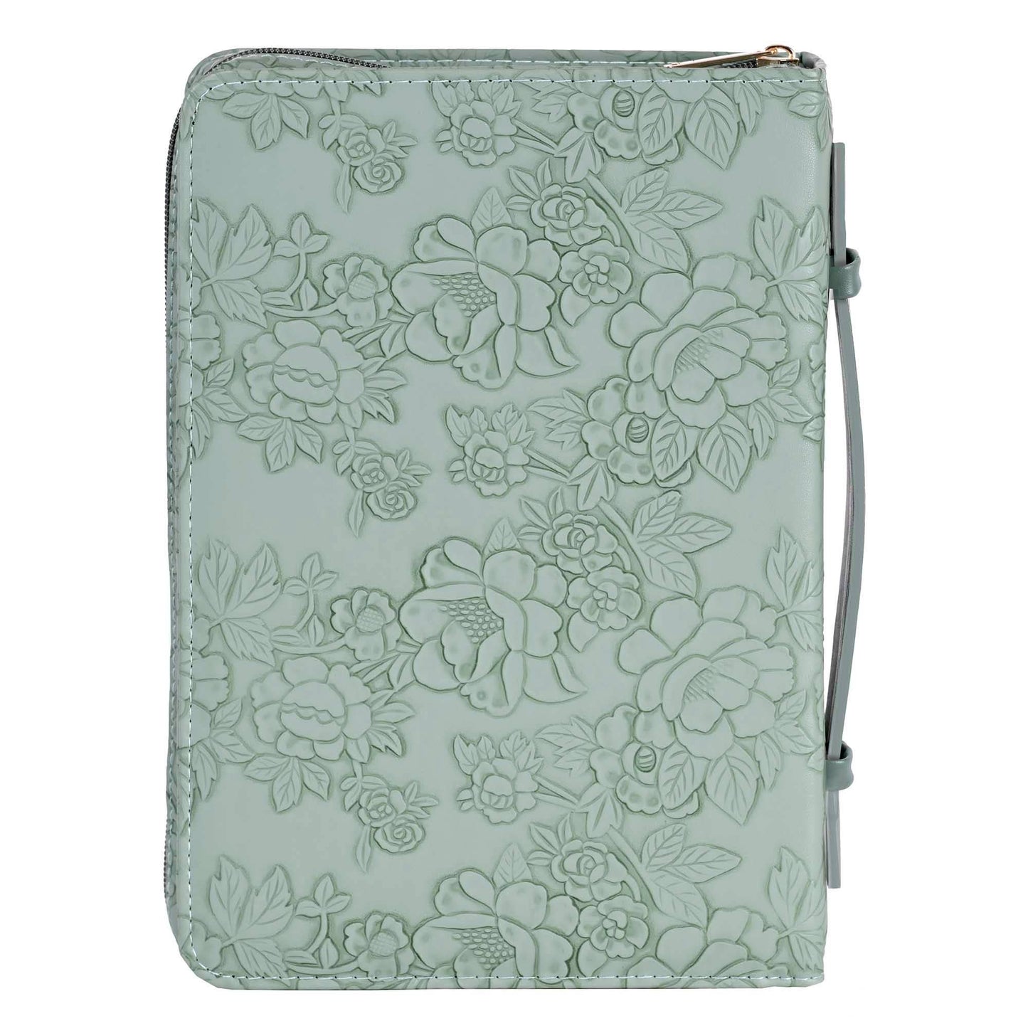 White Dove Bible Case Sculpted Floral Green XLarge