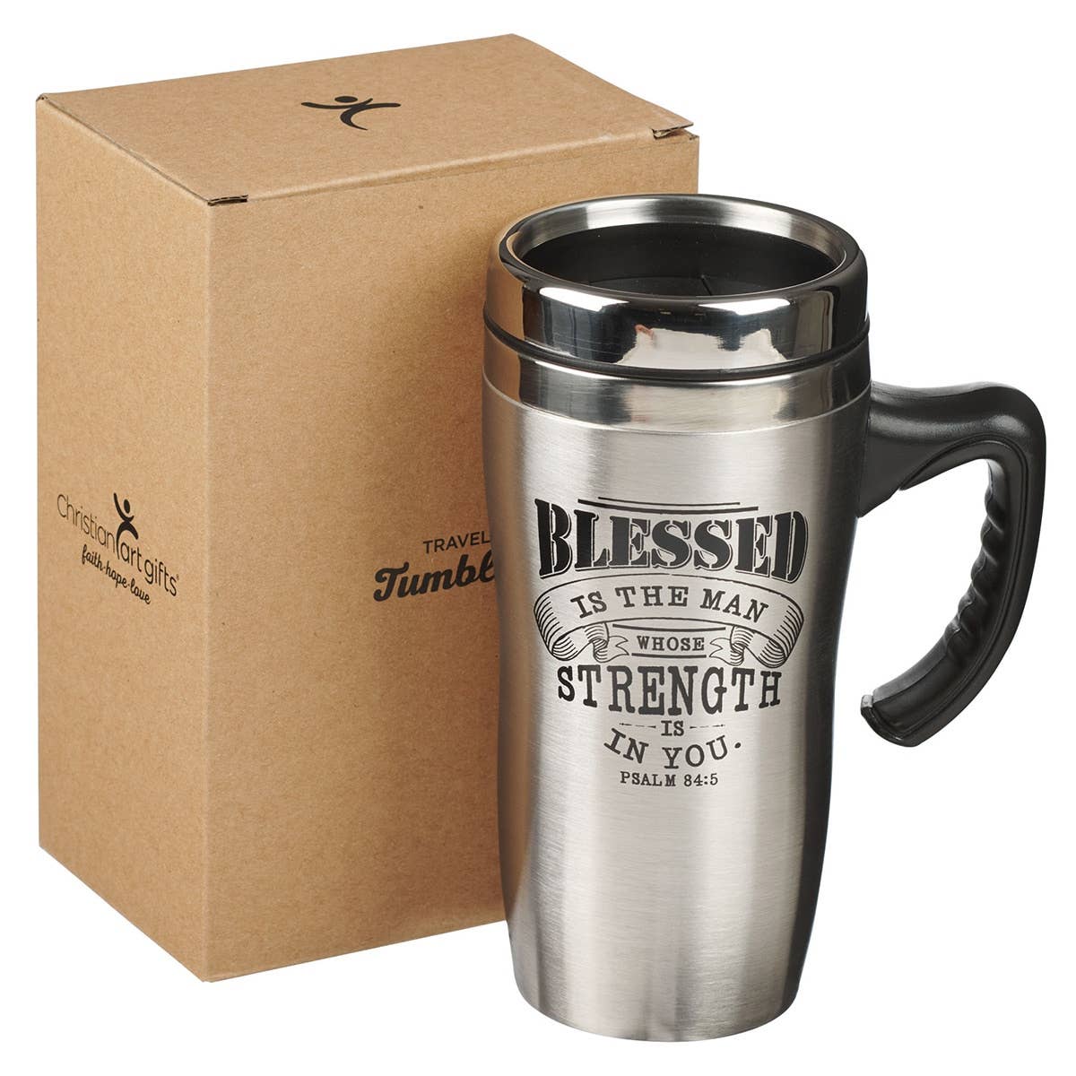 Mug SS Travel Silver Blessed Man Ps. 84:5