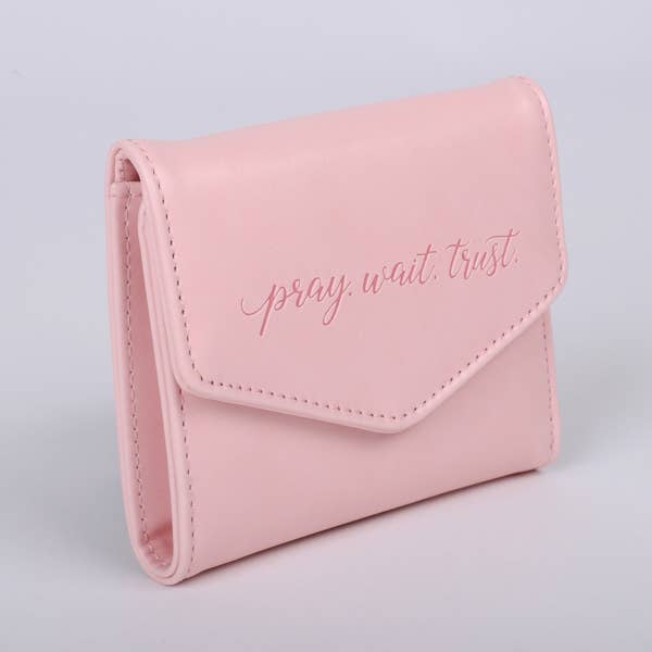 Wallet PU Leather Women's Pray Wait Trust Pink