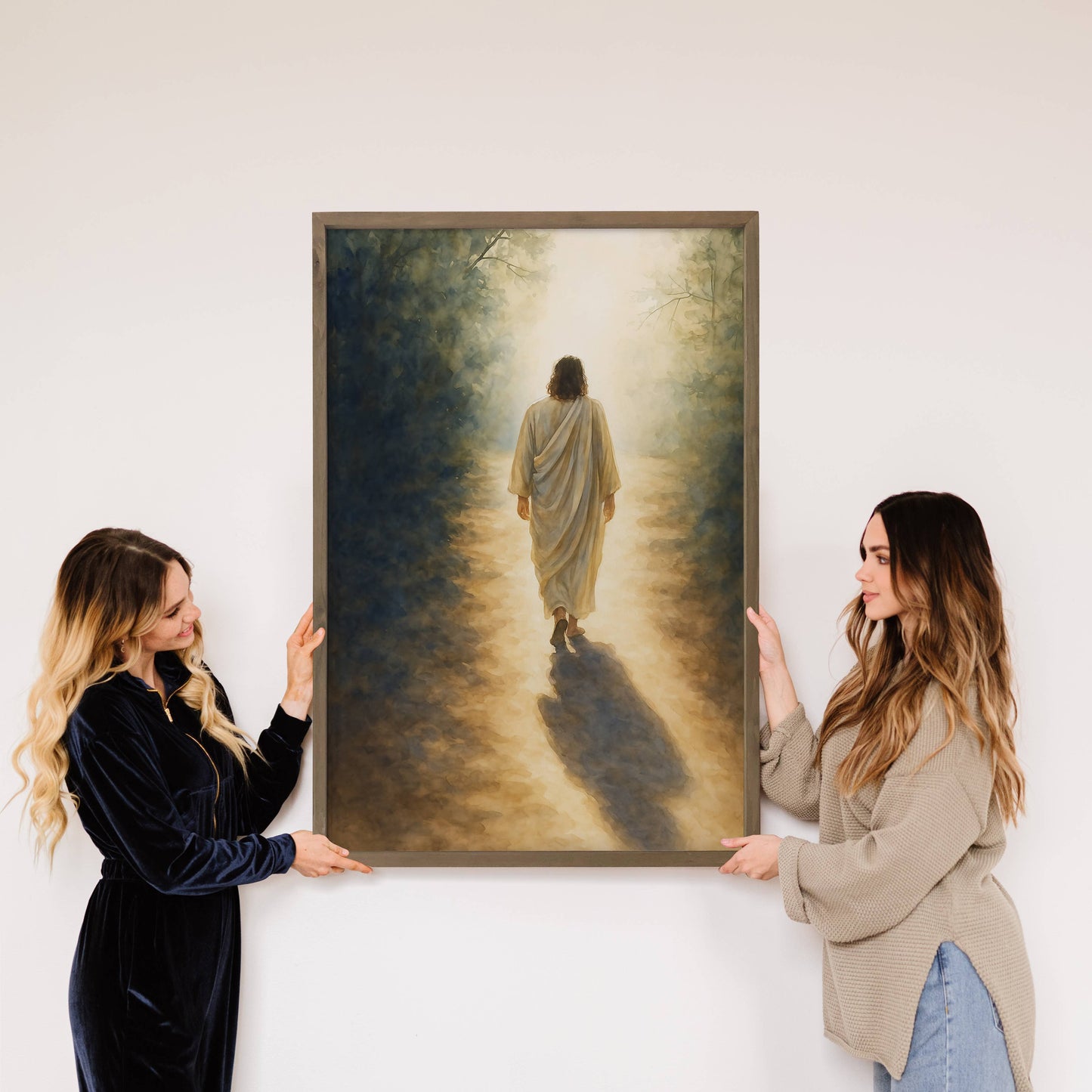 Jesus Christ Path - Jesus Canvas Art - Wood Framed Wall Art: 6x10" Mini Canvas Art with Wood Box Frame