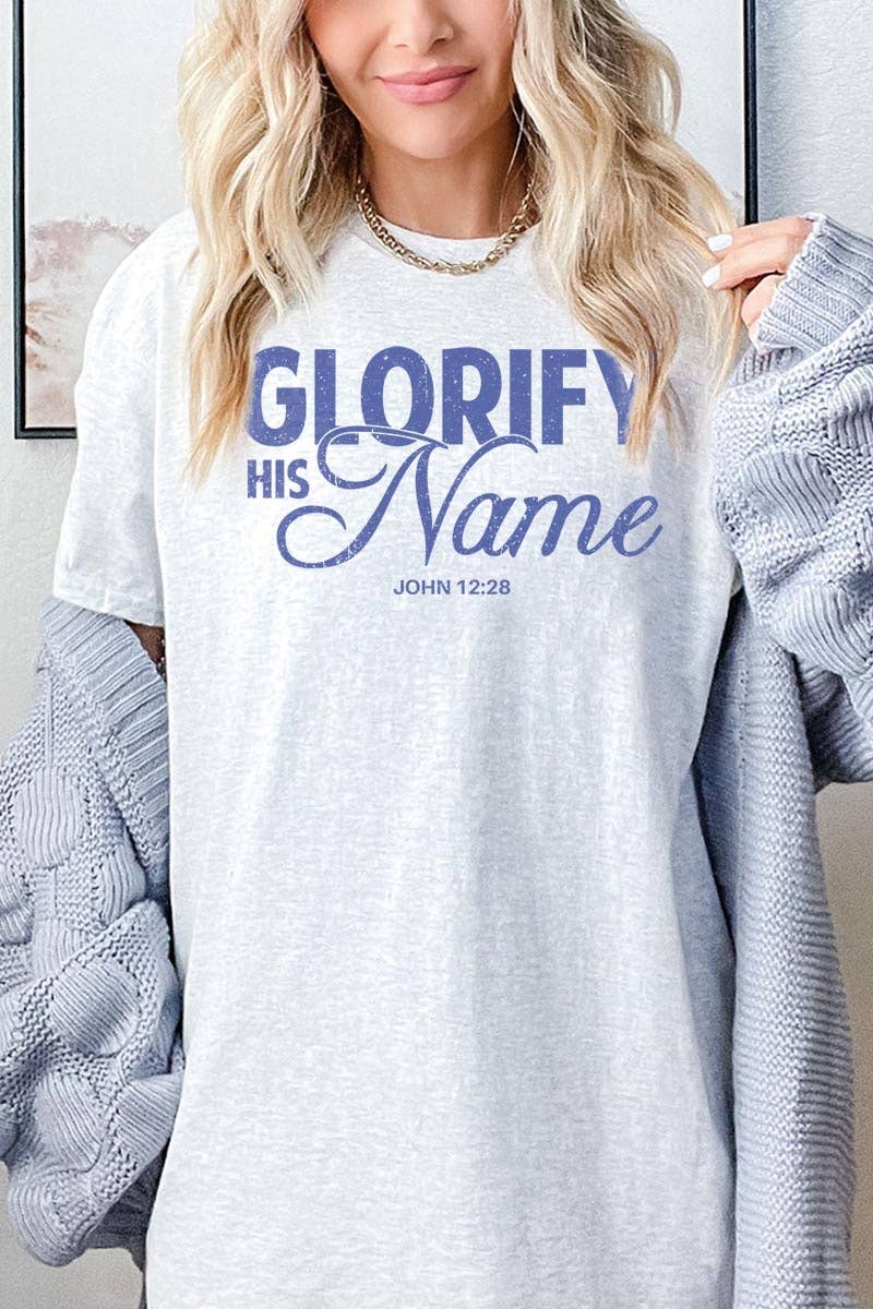 Glorify His Name Graphic Heavy Cotton Tee: NAVY / XL