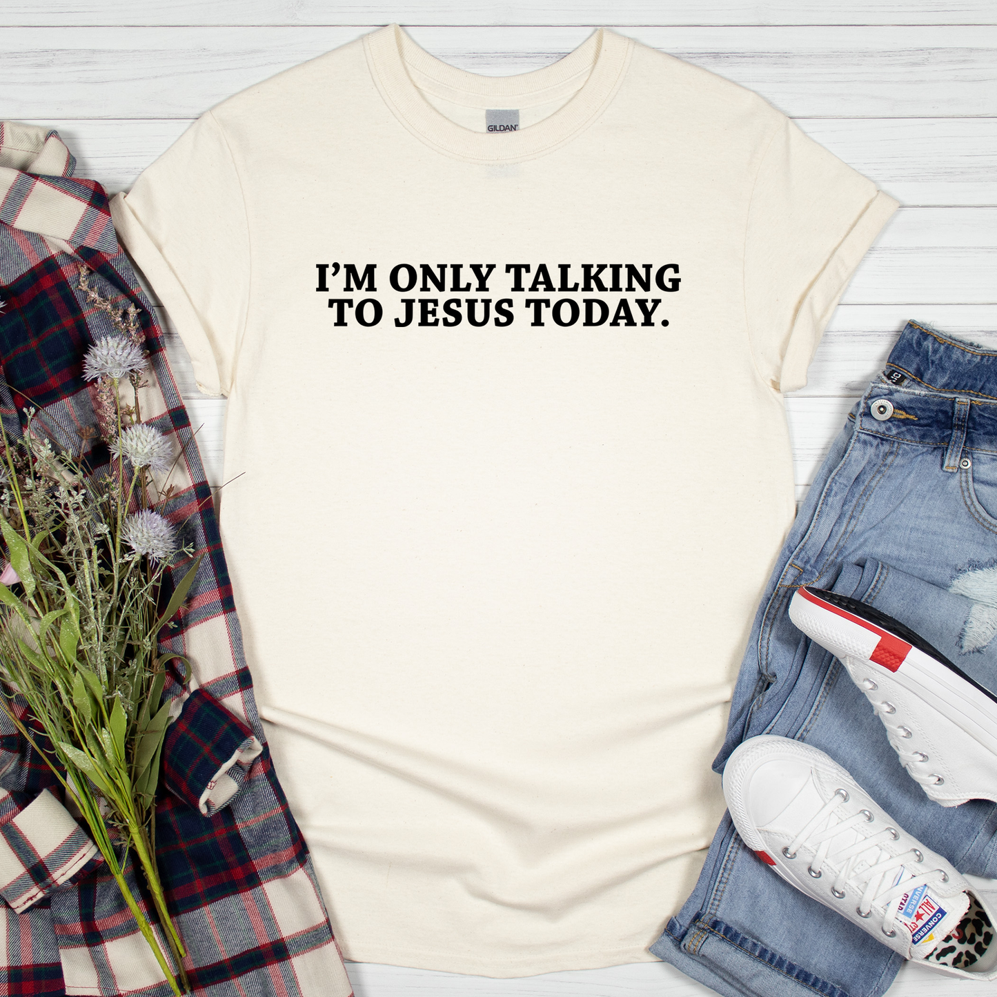 I’m Only Talking to Jesus Today T-Shirt: M