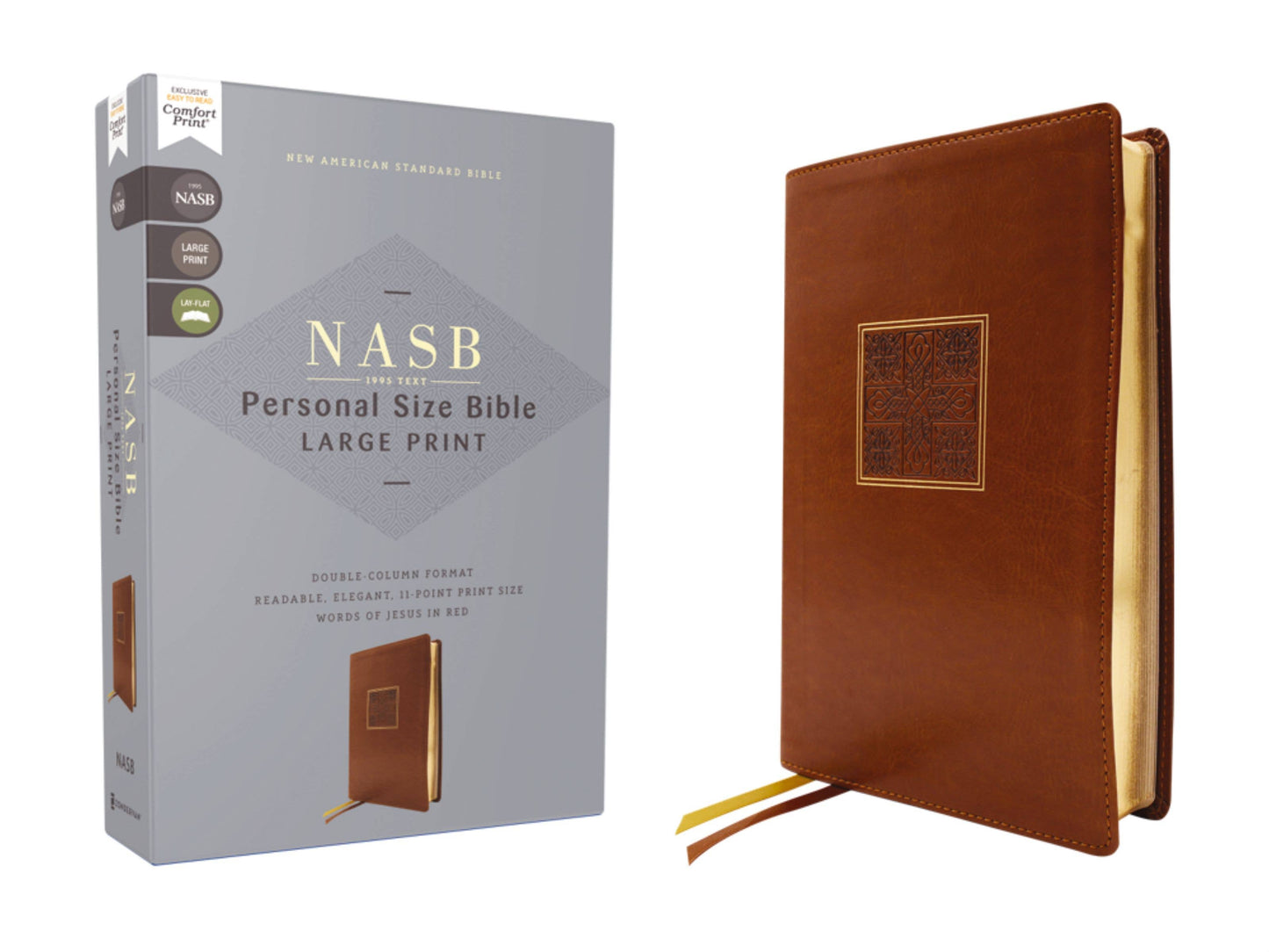 NASB, Personal Size Bible, RL Large Print, Leathersoft Brown