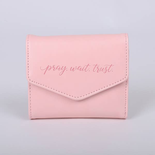Wallet PU Leather Women's Pray Wait Trust Pink