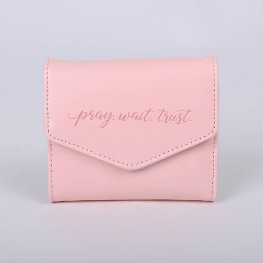 Wallet PU Leather Women's Pray Wait Trust Pink