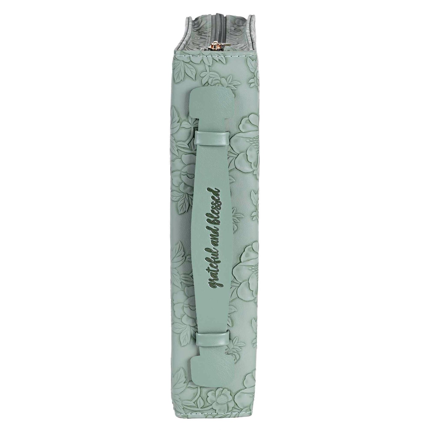 White Dove Bible Case Sculpted Floral Green XLarge