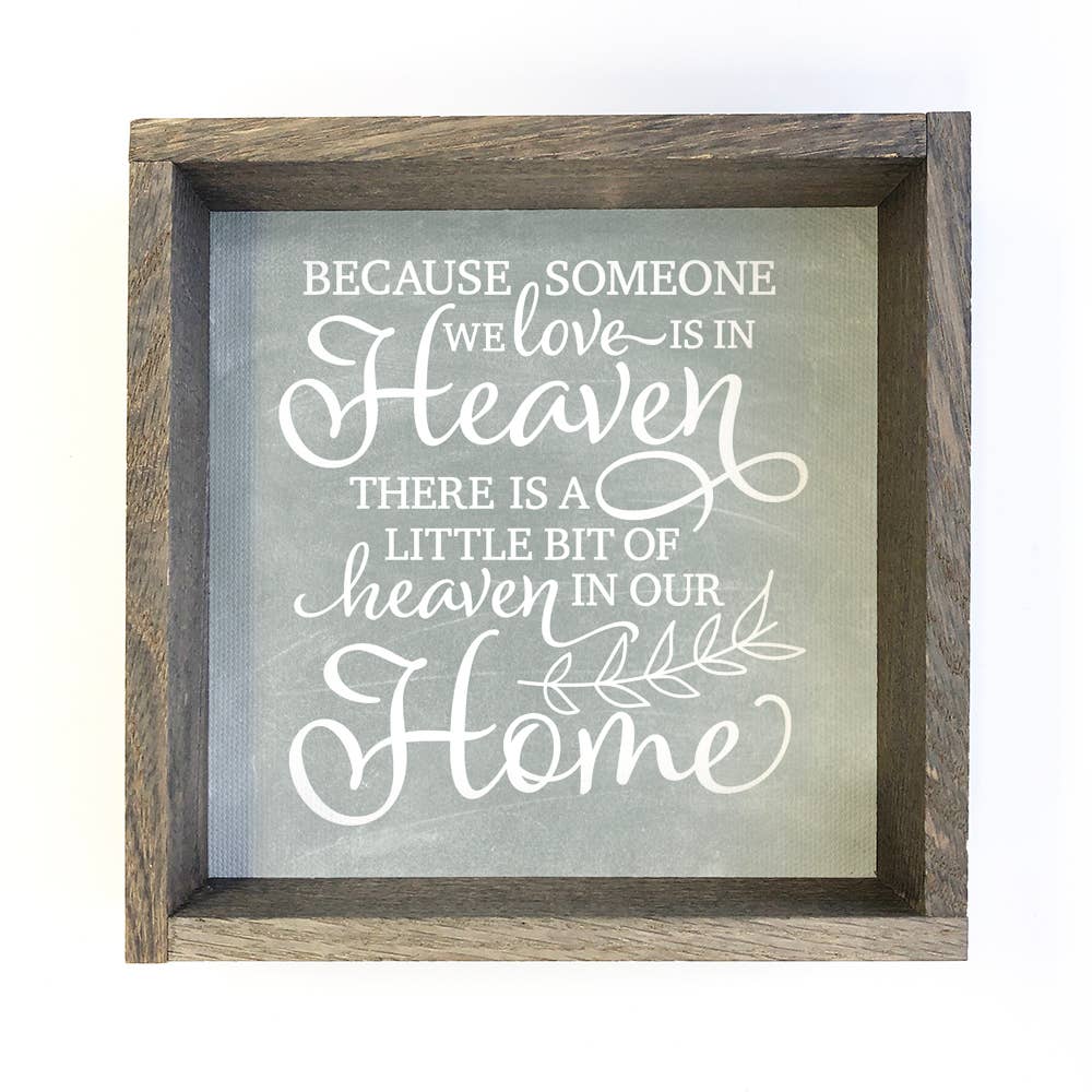 Heaven in our Home Family Canvas Sign with Wooden Frame: 6x6" Mini Canvas Art with Wood Box Frame