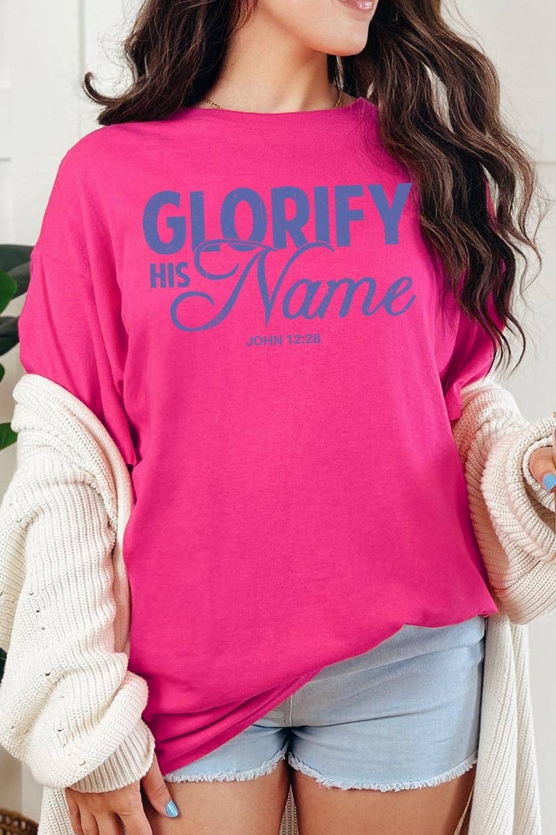 Glorify His Name Graphic Heavy Cotton Tee: NAVY / XL