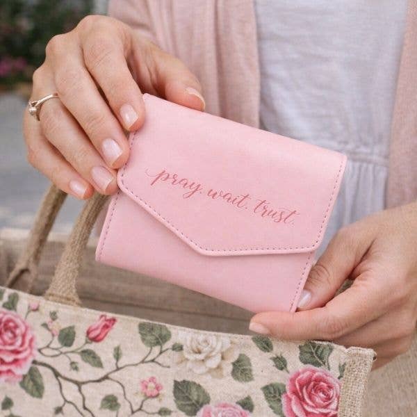 Wallet PU Leather Women's Pray Wait Trust Pink