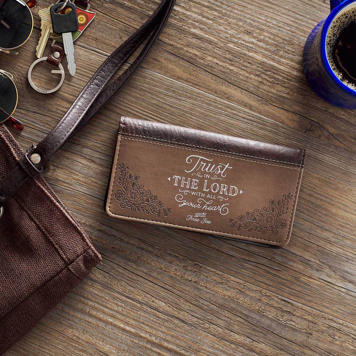 Checkbook Wallet Brown Two-tone Trust In The Lord Prov 3:5-6
