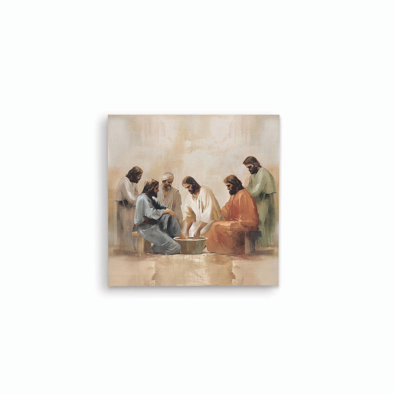 He Is Risen Collection Canvas - Jesus Washing: 11" SQ