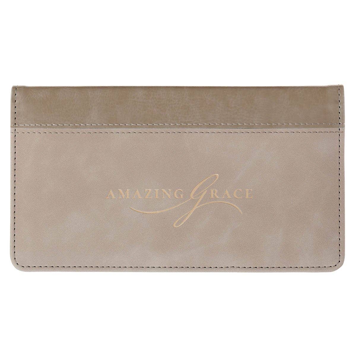Checkbook Wallet Taupe Amazing Grace Isa. 53:5