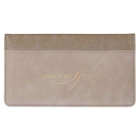 Checkbook Wallet Taupe Amazing Grace Isa. 53:5