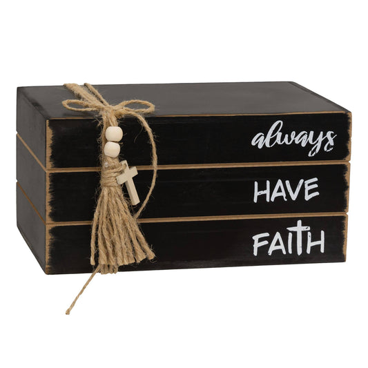 Always Have Faith Wooden Book Stack