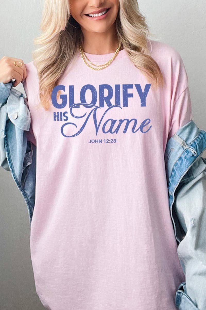 Glorify His Name Graphic Heavy Cotton Tee: NAVY / S