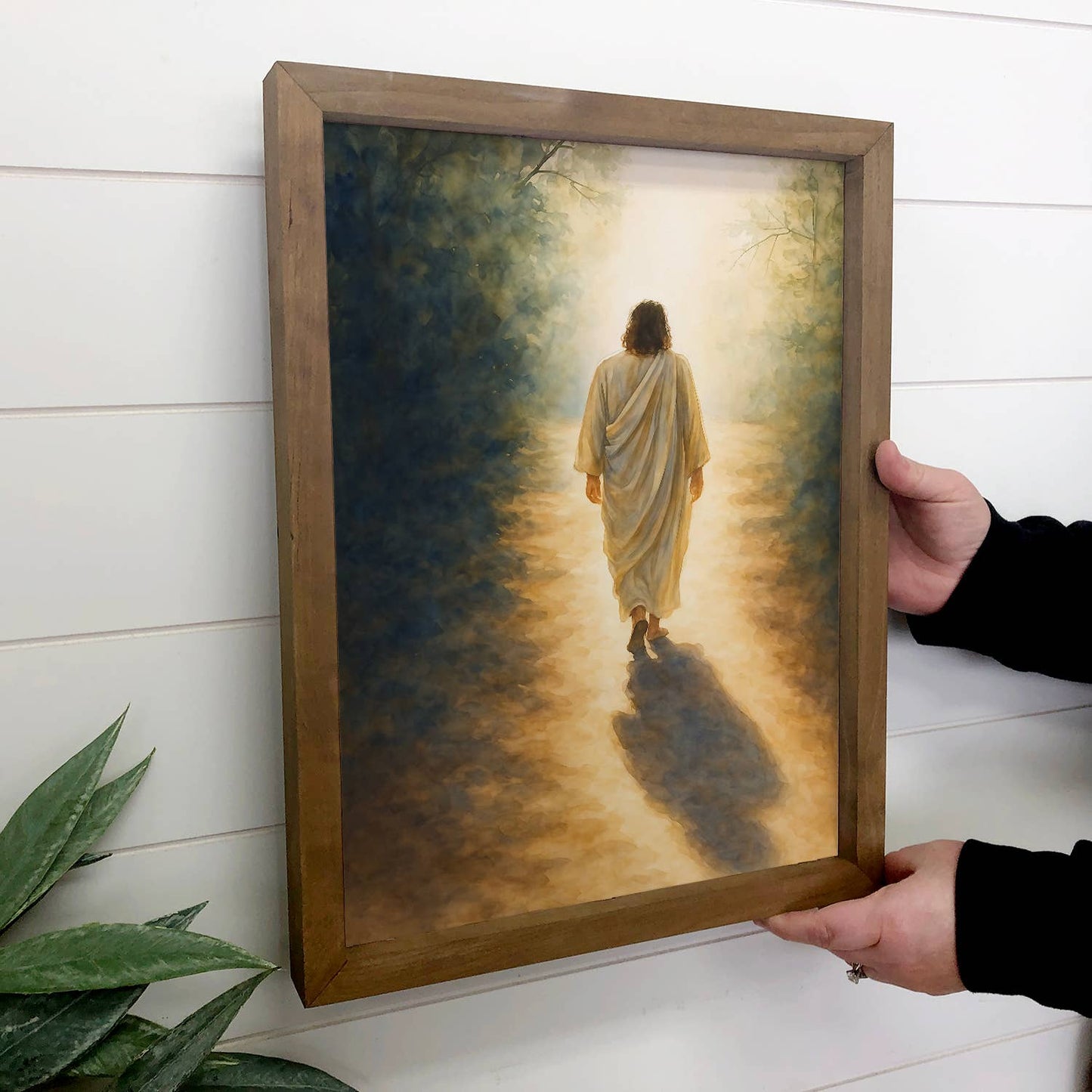 Jesus Christ Path - Jesus Canvas Art - Wood Framed Wall Art: 6x10" Mini Canvas Art with Wood Box Frame