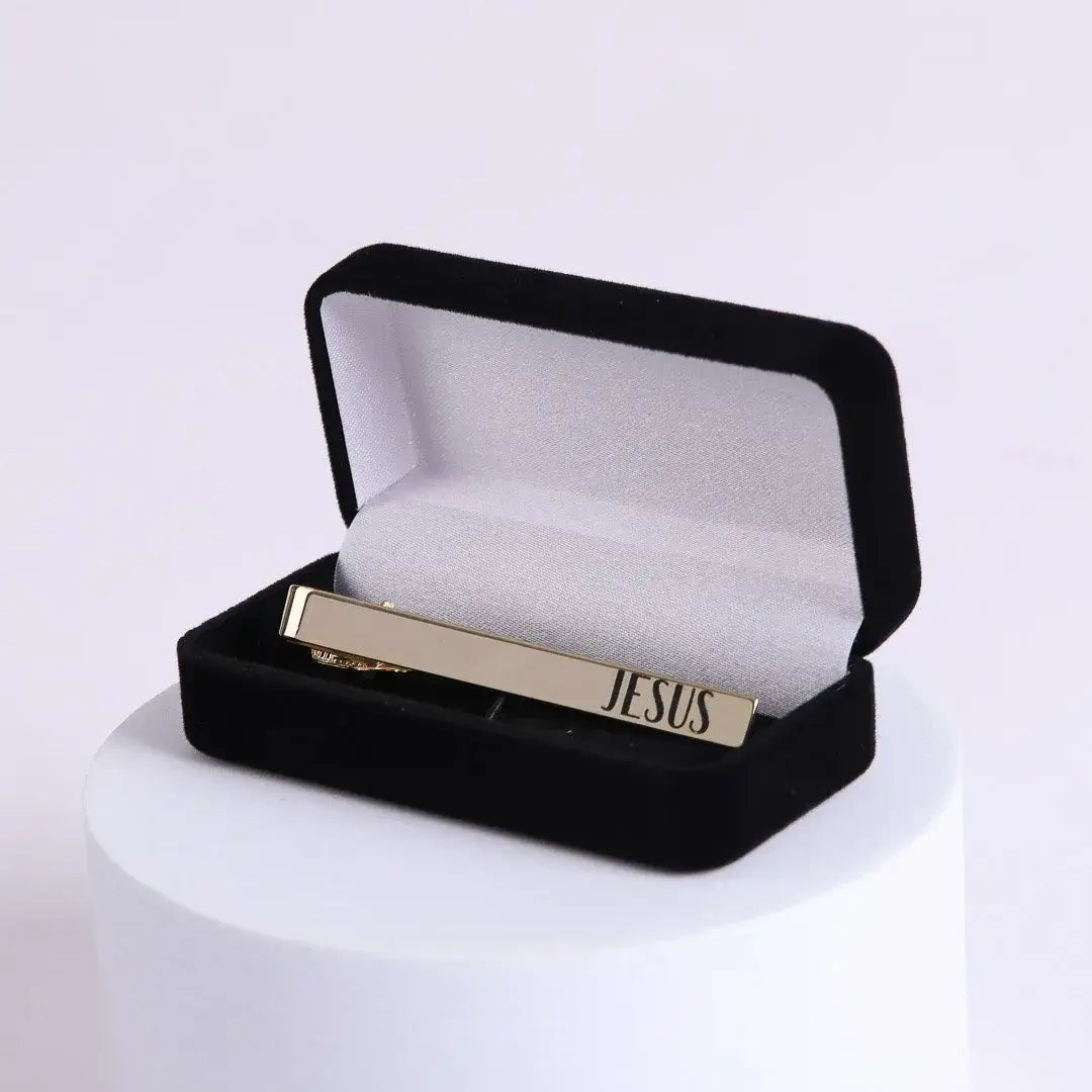Gold Tie Bar "Jesus "