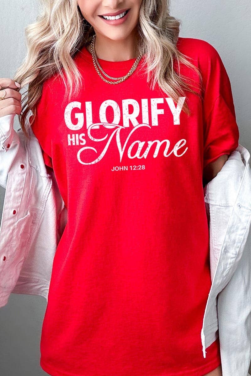 Glorify His Name Graphic Heavy Cotton Tee: NAVY / M