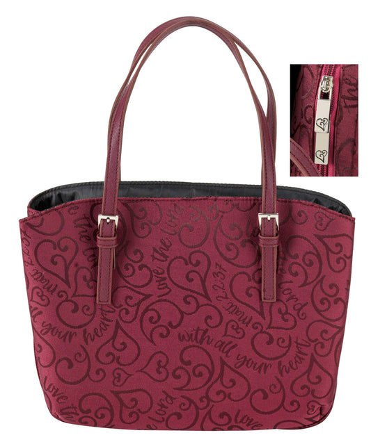 White Dove-LOVE THE LORD HEART JACQUARD WEDGE BIBLE COVER XL