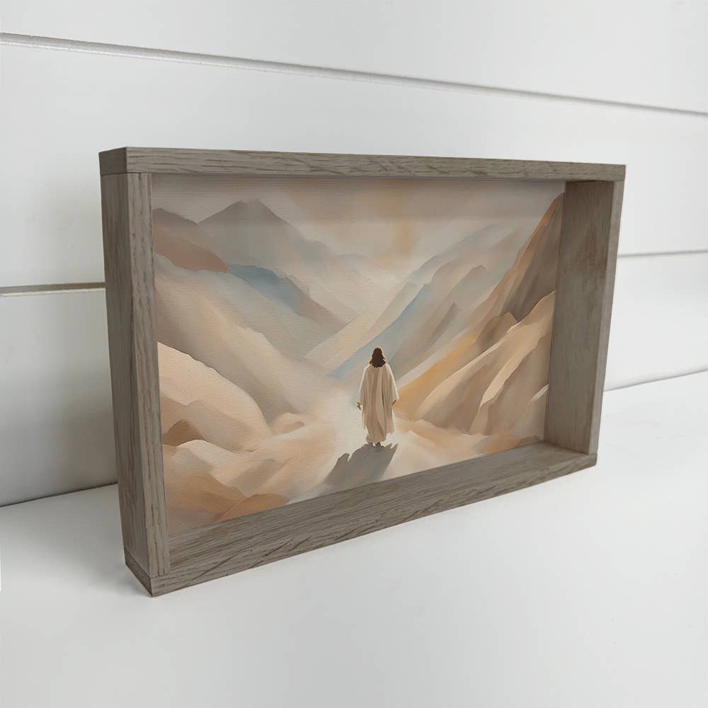 Jesus Christ in the Mountain Valley - Jesus Canvas Art  : 6x10" Mini Canvas Art with Wood Box Frame
