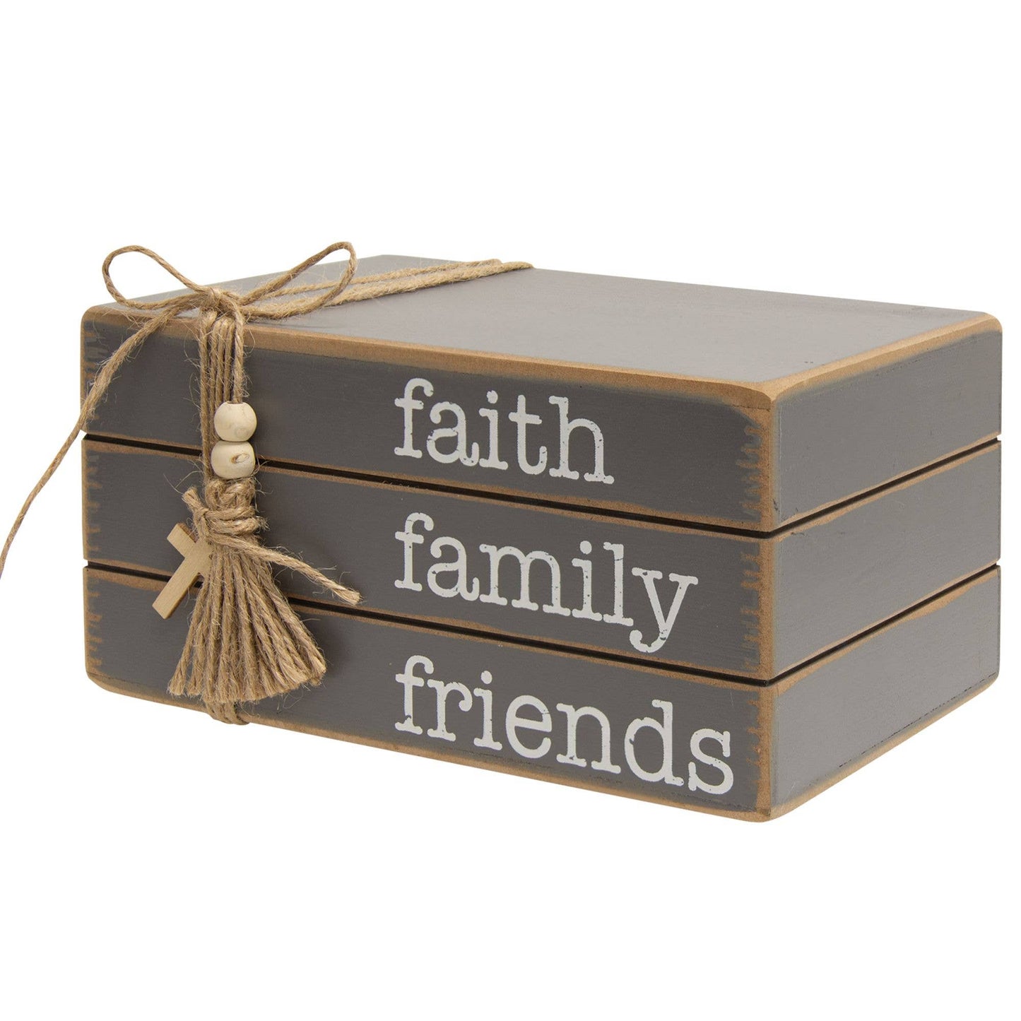 Faith Family Friends Wooden Book Stack