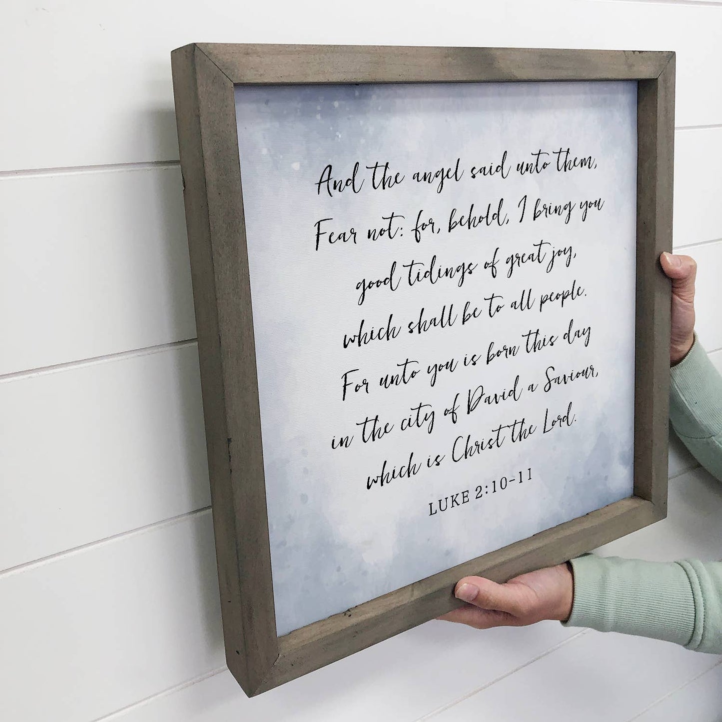 Christmas Religious Jesus Christ Art - Nativity Luke 2:10: 6x6" Mini Canvas Art with Wood Box Frame