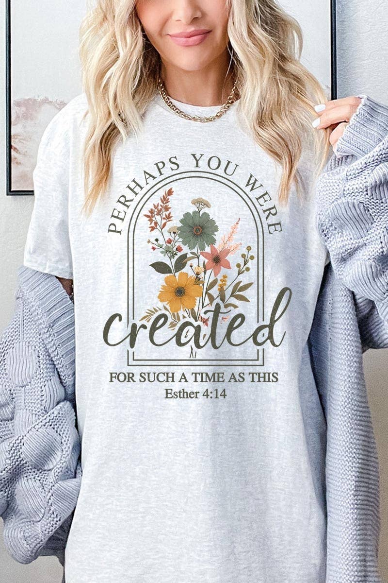 Perhaps You Were Created Graphic Heavy Cotton Tee: ASH / M