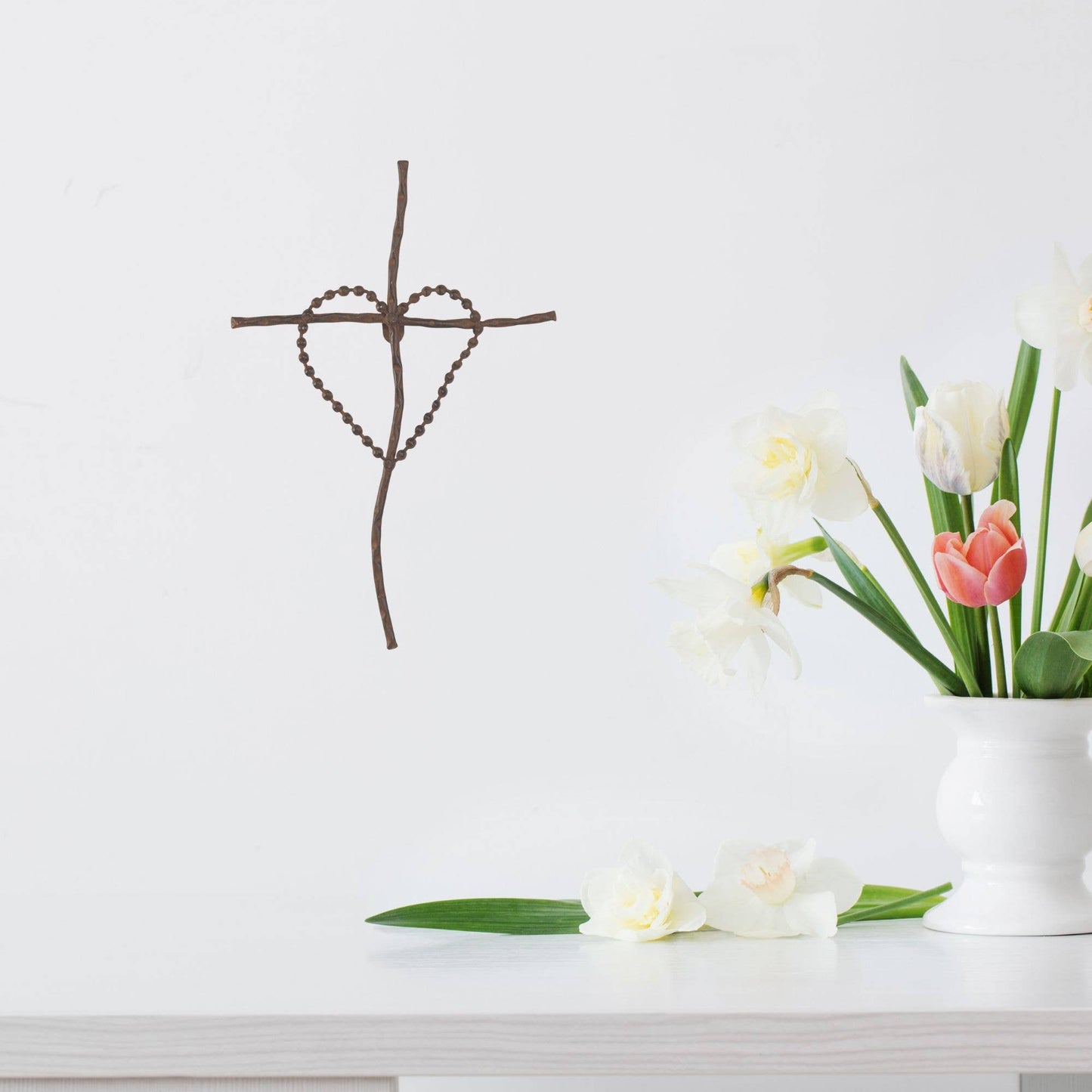 Wall Cross Heart On Cross Metal