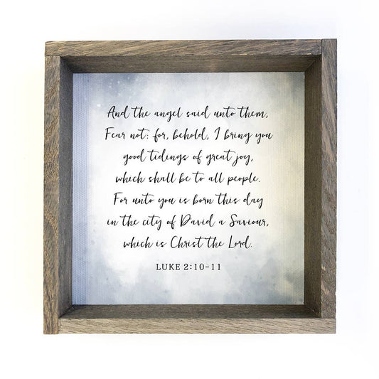 Christmas Religious Jesus Christ Art - Nativity Luke 2:10: 6x6" Mini Canvas Art with Wood Box Frame