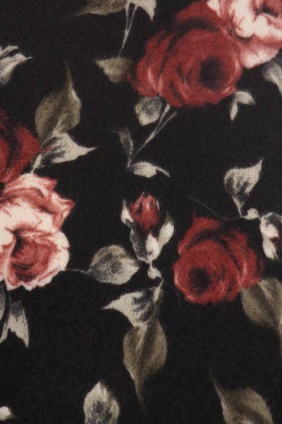 Soft floral baseball top: BLACK/BLACK / S