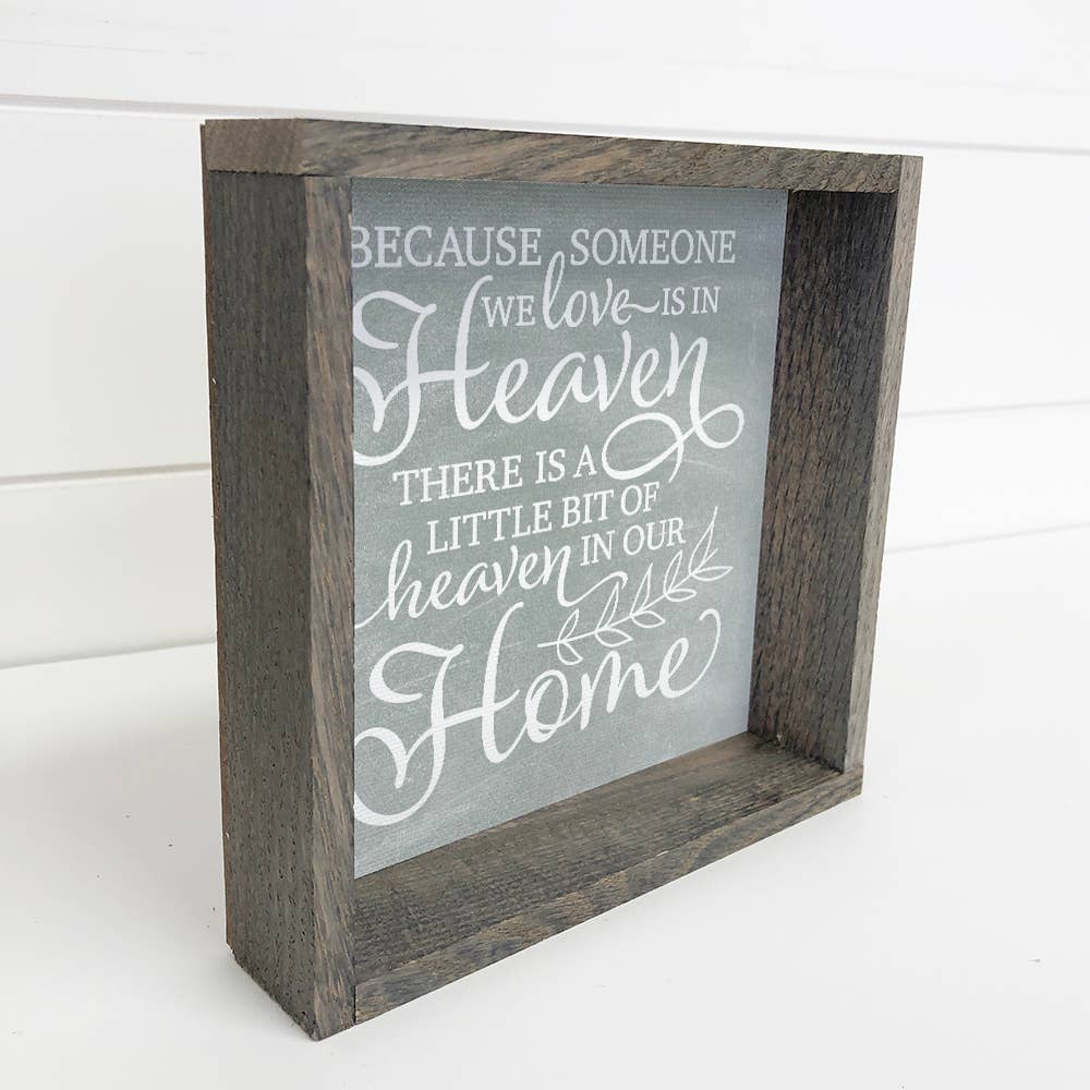 Heaven in our Home Family Canvas Sign with Wooden Frame: 6x6" Mini Canvas Art with Wood Box Frame