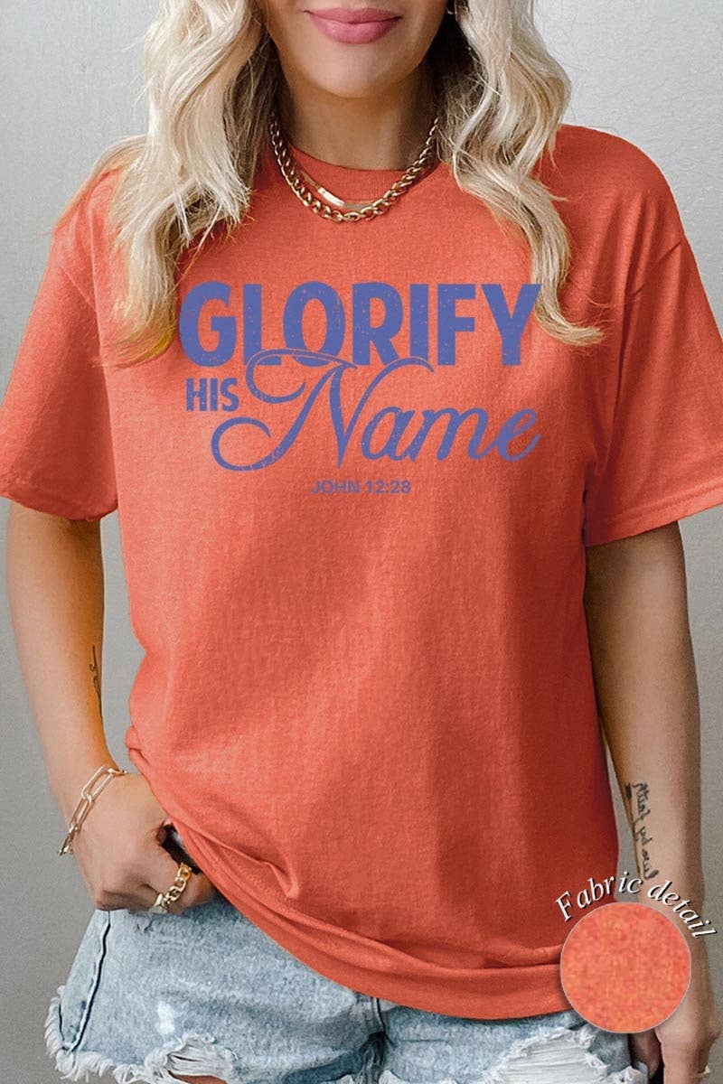 Glorify His Name Graphic Heavy Cotton Tee: NAVY / L