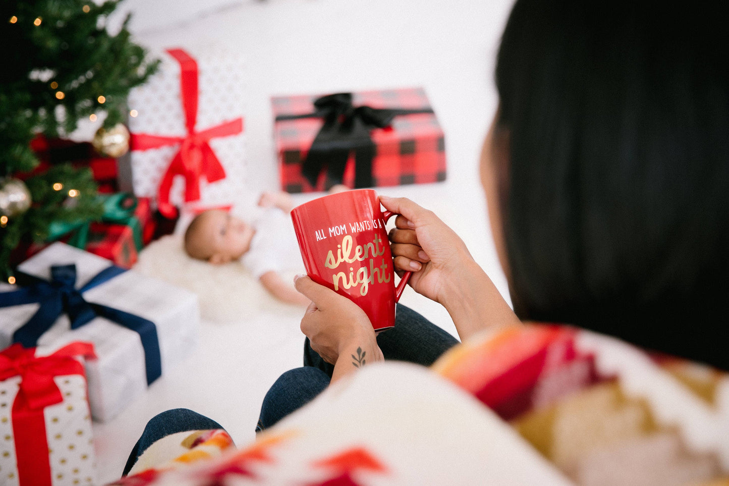 All Mom Wants A Silent Night Ceramic Holiday Coffee Mug, Red
