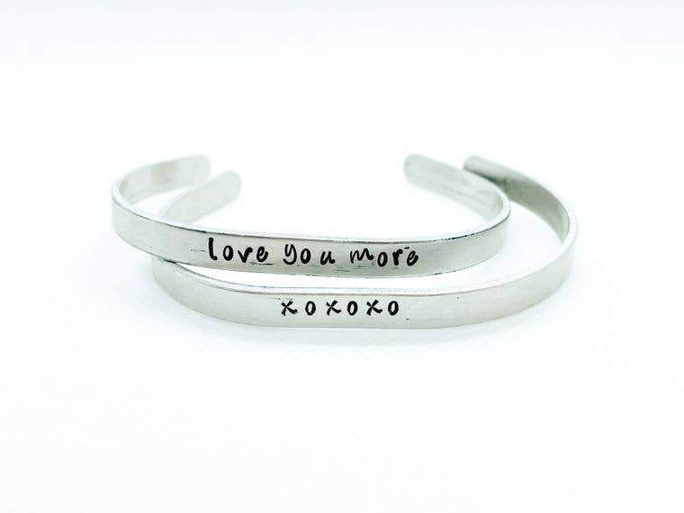 Love You More Silver Plated Cuff Bracelet
