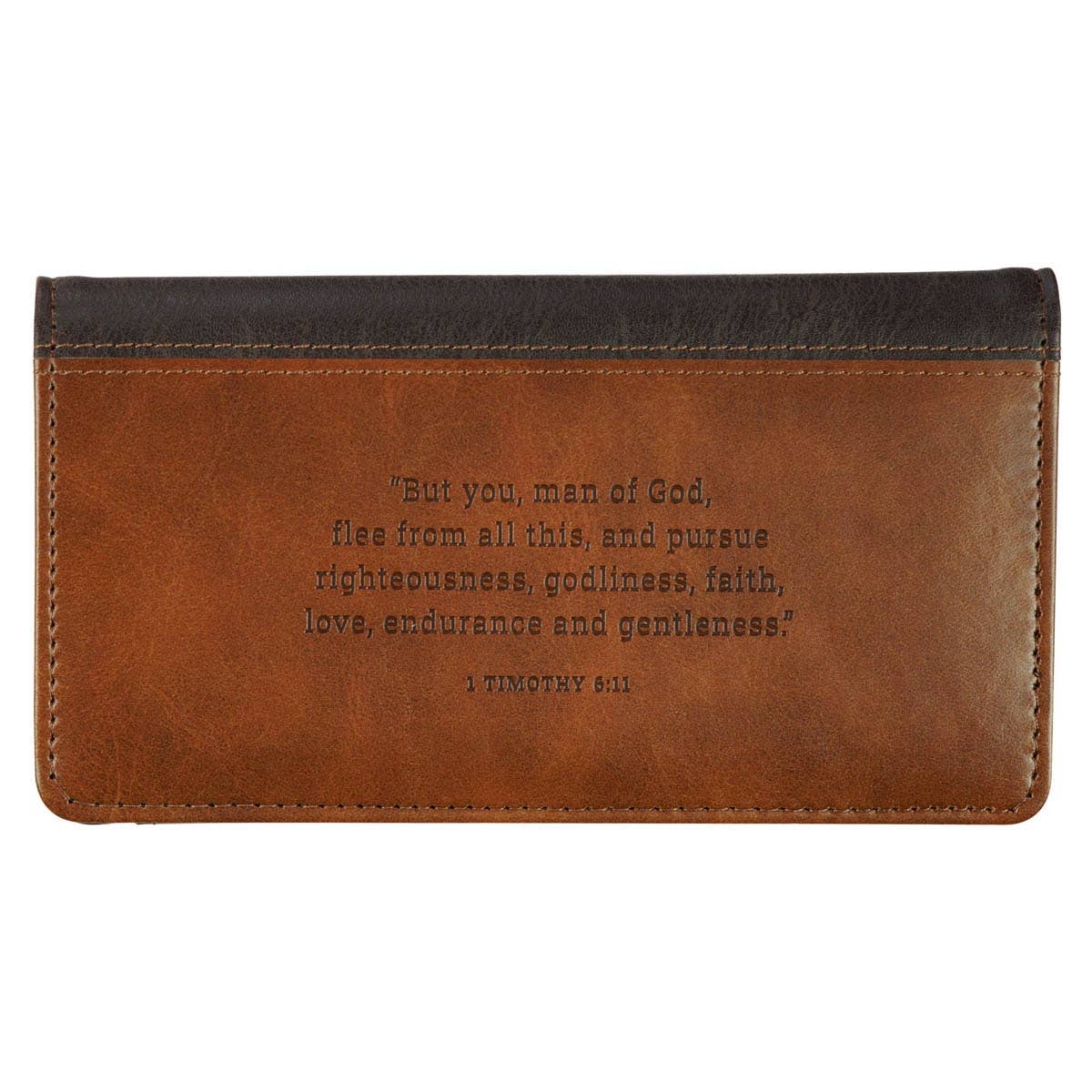 Checkbook Wallet Brown Two-tone Man of God 1 Tim. 6:11