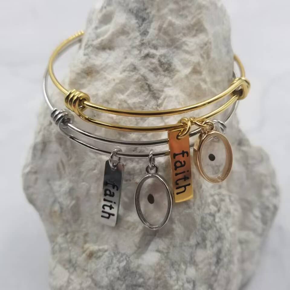 Mustard Seed Faith Bangle Expandable Bracelet: Silver