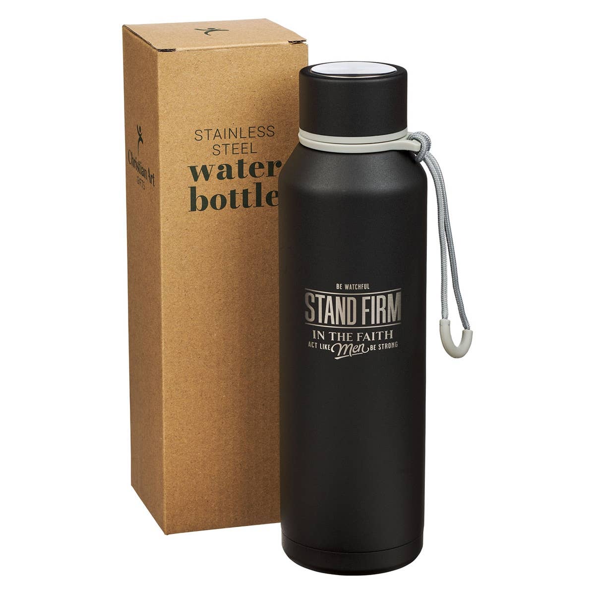 Water Bottle SS Black Stand Firm 1 Cor. 16:13
