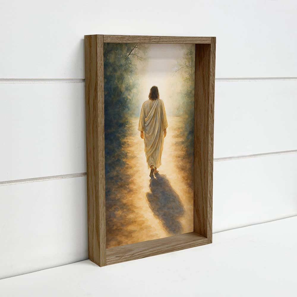 Jesus Christ Path - Jesus Canvas Art - Wood Framed Wall Art: 6x10" Mini Canvas Art with Wood Box Frame