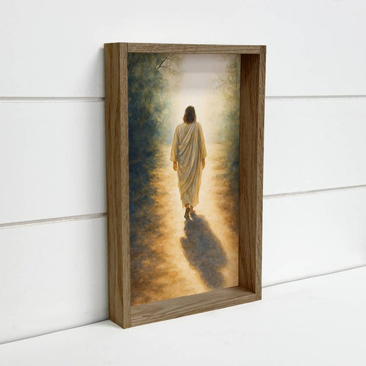 Jesus Christ Path - Jesus Canvas Art - Wood Framed Wall Art: 6x10" Mini Canvas Art with Wood Box Frame